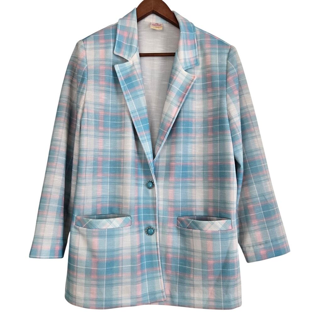 Vintage Cher Horowitz Clueless Vibe Kawaii Plaid Cottagecore TwoButton Blazer 14